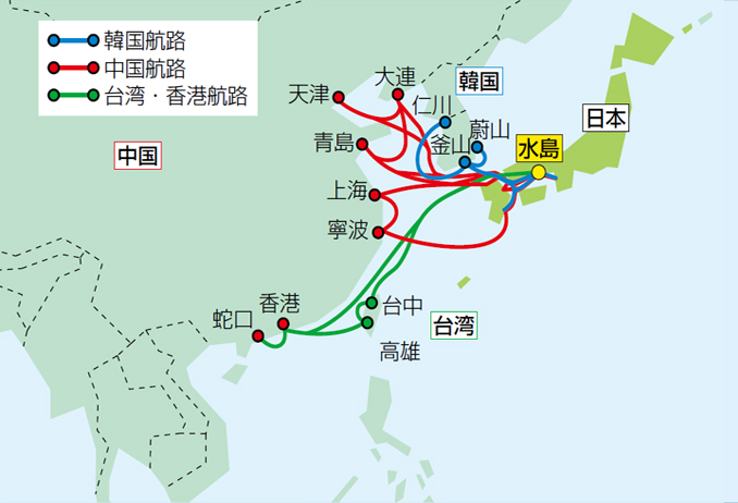 岡山からアジアへのコンテナ便